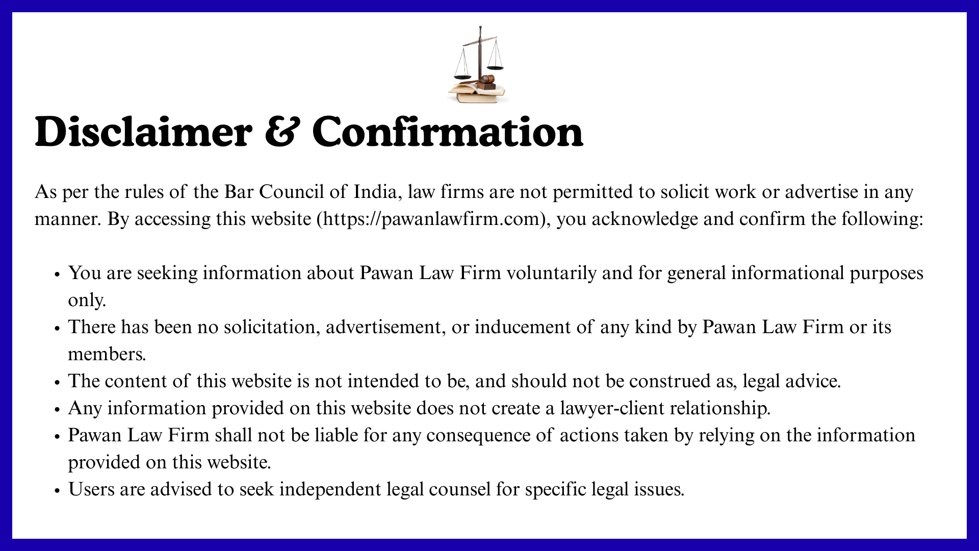 disclaimer & confirmationdisclaimer & confirmation